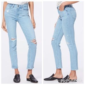 Paige Hoxton Slim Ankle Jeans Light Wash Sumner Distressed Size 25